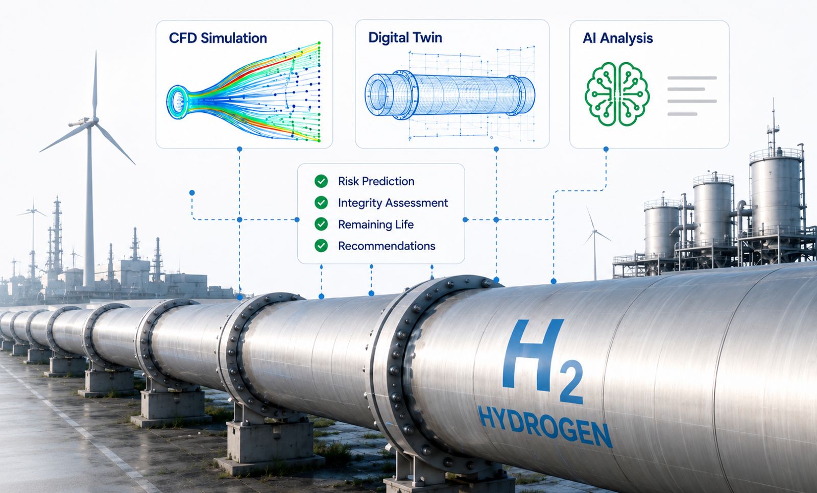 CFD, Digital Twin, and AI Analysis interfaces